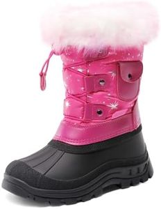 DREAM PAIRS Boys Girls Snow Boots Waterproof Outdoor Warm Cozy Anti-Slip Mid Calf Faux Fur Lining Insulated Winter Shoes for Little/Big Kids,Size 13 Little Kid,Fuchsia,KSNOW