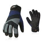 Vgo... Work Gloves Men, Mechanic Gloves for Men, Anti Vibration Gloves for Power tools, Water&Oil Repellent Gardening Gloves (M,Black,SL7721)