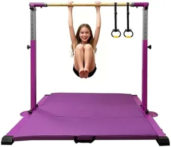 JC-ATHLETICS Gymnastic Kip Bar,Kids Girls Junior Ages 3-15,3' to 5' Adjustable Height,Home Gym Equipment,Home Training,1-4 Levels,261lbs Weight Capacity