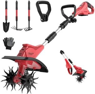 Cordless Electric Garden Tiller Cultivator Compatible with Milwaukee 18V Battery(Tool Only)，7.8-inch Micro Tiller Features 23 Steel Tines Red
