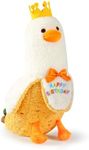 PEACH CAT Banana Duck Plush Pillow with Birthday Party Crown Banana Duck Stuffed Animal for Birthday Gift for Kids Yellow 19.7"