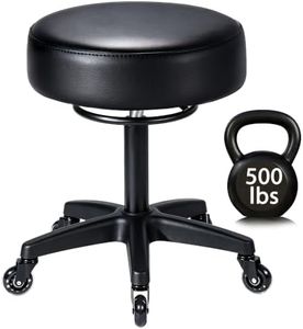 500lbs heavy duty Rolling Stool with Wheels, Height Adjustment Ring | 3.74" Thick Comfort cushion|PU leather|Silent Casters|360° Rotating Drafting Work Chair,Salon,Bar,Clinic,Dental,Office, Home