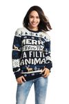 Women`s Ugly Christmas Sweater Unisex Men Funny Novelty Santa Pullover for Party, Holiday Hijinks, Medium