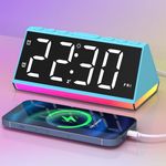 Alarm Clock for Kids, Digital Alarm Clock with Colorful Changing Night Light, Snooze, Dual Alarms, Large Number, Dimmer, Alarm Clock Bedside Mains Powered, LED Bedside Clock for Bedrooms