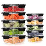 MEETOZ 10 Pack Glass Meal Prep Containers, Airtight Glass Food Containers, Stackable Glass Food Storage Containers Set with Lids,BPA-Free, for Microwave, Oven, Freezer and Dishwasher