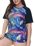 Hanna Nikole Women's Plus Size Rash Guard Short Sleeve Swim Shirt Beach Tops UPF 50+ 20 Plus