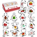 16 Pcs Christmas Cookie Cutter Set, Christmas Biscuit Cutters Christmas Tree Reindeer Snowman Gingerbread Man Santa Cookie Cutters for Baking