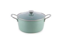 SALFORD Forged Ceramic Casserole with Glass LID & Tubular SS Handle, Induction & Gas Ready, 5 Year Warranty - Green -240mm, 4.4 Litre