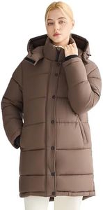 Orolay Winter Coats for Women Long Puffer Coat Waterproof Parka Warm Jacket Hooded with Pockets, Coffee, 3X-Large
