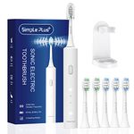 Simpleplus+ Ultrasonic Electric Toothbrush – Whitening & Cleaning Rechargeable Toothbrush with 5 Brush Heads Replacement -3 Modes 37000VPM Smart Timer