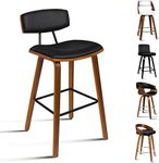 ALFORDSON Bar Stools 2Pcs Wooden Counter Barstools 70cm Seat Height Kitchen Dining Chair with Footrest and Adjustable Leg Levelers Classic Leather Chair for Dining Room Home Bar