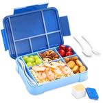 LOVINA Bento Box for Adult Kids, Stylish Teens Adult Lunch Box Containers With 5 Compartments, Durable, Microwave/Dishwasher Safe, BPA-Free, Perfect for On-the-Go Meal(Blue)