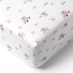 The White Cradle Pure Organic Cotton Fitted Cot Sheet for Baby Crib 52"x28" - Super Soft, Smooth, Absorbent, Twill Fabric for Infants, Newborns, Babies, Toddlers - Pink Koala with Horse