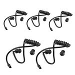 Coiled Acoustic Tube Replacement for Two-Way Radio Audio Kits Headset Walkie Talkie Earpiece Packed of 5 Pieces with Ear Tips-Black