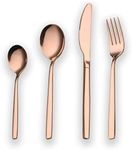 Berglander 24 Piece Titanium Rose Gold Plated Stainless Steel Cutlery Set, 24 Pieces Copper Flatware Set, Copper Color Silverware Set Cutlery Sets, Service for 6 (Shiny Copper)