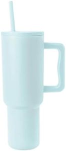 LINZOM 40 oz Tumbler with Handle and Straw Lid, Insulated Reusable Stainless Steel Water Bottle Travel Mug Cupholder Use, Gifts for Women Men Him Her, Green