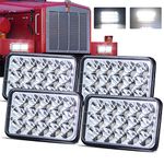 LEDUR 4x6 LED Headlights Dot Approved 4x6 Inch LED Headlamp Rectangular Replacement H4651 H4652 H4656 H4666 H6545 Compatible with Peterbilt Kenworth Freightinger Ford Probe Oldsmobile Cutlass -Chrome