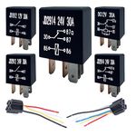 JD2914-24V-30A 5 Pin 24V 30A Relay Multi Purpose Automotive Relay Black Starter Relay Car Heavy Duty Relay for Car Motor Automotive Replacement Accessories 5PC (5 Pin 24V)