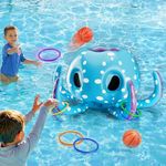Funscape Octopus Pool Toys, 2-in-1 Inflatable Floating Pool Game, Basketball Hoop & Ring Toss Water Game, Outdoor Summer Beach Backyard Play, Cool Family Party Gift 3 4 5 6 7 8 Year Old Boy Girl Child