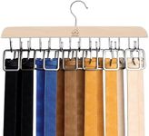 Belt Hanger for Closet, 14 Hooks Sturdy Wood Rack - Rotating Organizer for Belts, Scarf, Ties & Accessories