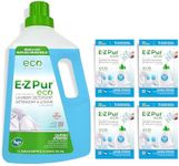325 Loads, Eco Friendly Concentrated Laundry Detergent Kit - Includes Pre-filled 1.8L Jug and 4 Refills, Lightly Scented, Add Water to Refills to Make Additional 7.2L Liquid - EZ Pur Eco.
