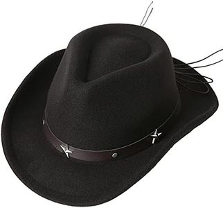 Lanzom Kids Girls Boys Cowboy Cowgirl Hat with Buckle Belt Toddlers Felt Western Hat (Black, 4-9 Years)