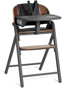 Evolur Step and Savor Convertible Wooden Baby High Chair-Walnut Gray