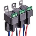 Gebildet 12V Fuse Relay Switch Harness Set - 30A ATO/ATC Blade Fuse, 4-Pin SPST Automotive Electrical Relays with Heavy Duty 12 AWG Wires (Pack of 3)