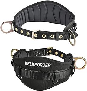 WELKFORDER Tongue Buckle Body Belt With Hot-Pressing Waist Pad and 2 Side D-Rings Personal Protective Equipment Safety Harness | Waist Fitting Size 30'' to 45'' for Work Positioning, Restraint