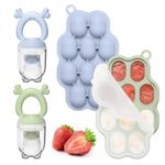 btrfe Baby Breastmilk Popsicle Molds & Baby Fruit Feeder (2 Pack), Baby Food Freezer Tray Storage Containers with Pacifier Feeder and Teether