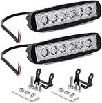 Willpower 2pcs 18W 6 Inch LED Work Light Spot Beam Single Row LED Light Bar 12V 24V Super Slim Offroad Driving Lights Fog Lamps for Truck Tractor Boat 4x4 Car SUV ATV