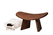 BLUECONY Meditation Bench IKUKO Original, Portable Version with Bag, Locally Handmade Wooden Kneeling Ergonomic Seat - Dark Walnut, Low Height