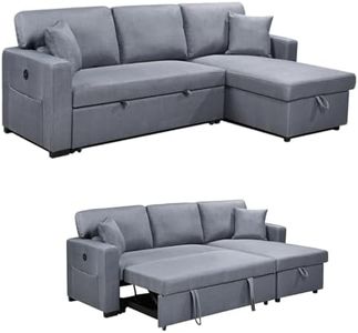 Foret 3 Seater Sofa Bed Modular Corner Pullout USB Lounge Storage Chaise Fabric Dark Grey