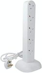 Pifco 10 Way UK 3Pin Plug 13amp Double-Sided Extension Tower/Cable with 2 Metre Cable - White