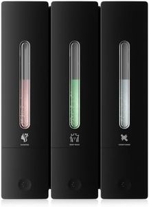 Shampoo and Conditioner Dispenser - Wall-Mounted 3-Chamber Shower Soap Dispenser, No-Drill, 1200ML Capacity, for Bathroom & Hotel
