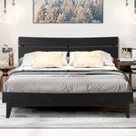 Acacia Aurora Wooden Frame with Headboard, Solid Wood Platform Bed, Easy Assembly, No Box Spring Needed (Black Ristretto, Queen)