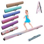 8/9/10FT Folding Balance Beam, FINCOME Gymnastics Beam Equipment PU Leather Cover for Kids Adults, with Non Slip Rubber Base Carry Handle for Practice, Physical Therapy and Professional Home Training