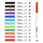 YISAN Magnetic Dry Erase Markers Ultra Fine Tip, 0.7mm Extra Fine Whiteboard Markers with Erasers,12 Colors Low Odor,70559