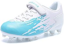 ziitop Kids Soccer Shoes for Boys Girls Youth Football Cleats Outdoor & Indoor Baseball Shoes, Lightweight Breathable Conical Studs, Running & Training for Students (Little Kids/Big Kids), Whiteblue, 2 Little Kid