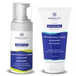 Mannlich Anti Chafing Cream for Men, Anti-Rash Cream for Intimate Areas, Reduces Inner Thigh Rashes from Sports and Fitness Activities (50 ml) & Intimate Foaming Wash (150 ml) pH Balanced, 1% Salicylic & Lactic Acid, Dermatologically Tested