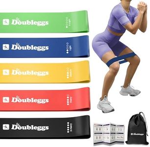 Doubleggs Resistance Bands for Working Out - 5 Levels Exercise Bands Resistance Bands Set with Instruction Guide and Carry Bag, Ideal for Leg Strength Training, Rehab, Yoga - Colorful Workout Bands