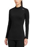 BALEAF Turtle Neck Tops for Women Thermal Underwear Winter Fleece Lined Running Workout Long Sleeve Shirts Slim Base Layer Black Size M