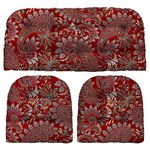 Resort Spa Home Decor Indoor Outdoor 3 Piece Tufted Wicker Cushion Set, (Standard, Eastman Berry Red Paisley)