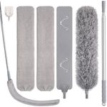 Feather Duster Set (4 Pieces), 30-100 inch Retractable Gap Dust Cleaner and Feather Duster, Microfiber Duster Can be Used for Cleaning Ceilings, Furniture Refrigerators and Under Sofas