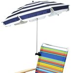 AMMSUN Chair Umbrella with Universal Clamp 43 inches and 360-degree Swivel UPF 50+,Portable Clamp on Chair, Stroller, Wheelchair, and Wagon, Stripes-360 Degree