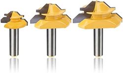 Mesee 3 Pieces 45 Degree Lock Miter Router Bit Set, 1/2 Inch Shank Joint Router Bits Milling Cutter Woodworking Tool for Making Drawer, 1/2" 3/4" 1" Cutting Stocks