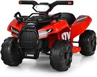 Costzon Kids ATV, 6V Battery Powered Electric Vehicle w/LED Light, Horn, Music, Storage Box, Wear-Resistant Wheels, USB, MP3, Ride on Car 4 Wheeler Quad for Toddler Boys & Girls 18-36 Months (Red)