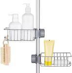 Buoluty Clawfoot Tub Shower Caddy(Shower Rod Not Included),Clawfoot Tub Accessories,Tub Caddy,SUS304 Stainless Steel Shower Shelves,Clawfoot Tub Soap Caddy(Silver)