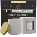 TRUE CANDLE Jars with Lids and Matching Gift Box - 6X Glass Jar with lid, Frosted Candle Jars with Lids, Glass Candle Jars for Making Candles, Candle Vessels, Bulk Candle Jars Bulk - 14oz - Frosted