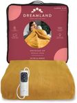 Dreamland Snuggle Up Electric Throw - Mustard, 5 Minute Fast Heat Up, Luxury Velvet Plush, 1 Control, 6 Temperature Settings with Timer, Machine Washable and Tumble Dry Safe, 160x120cm